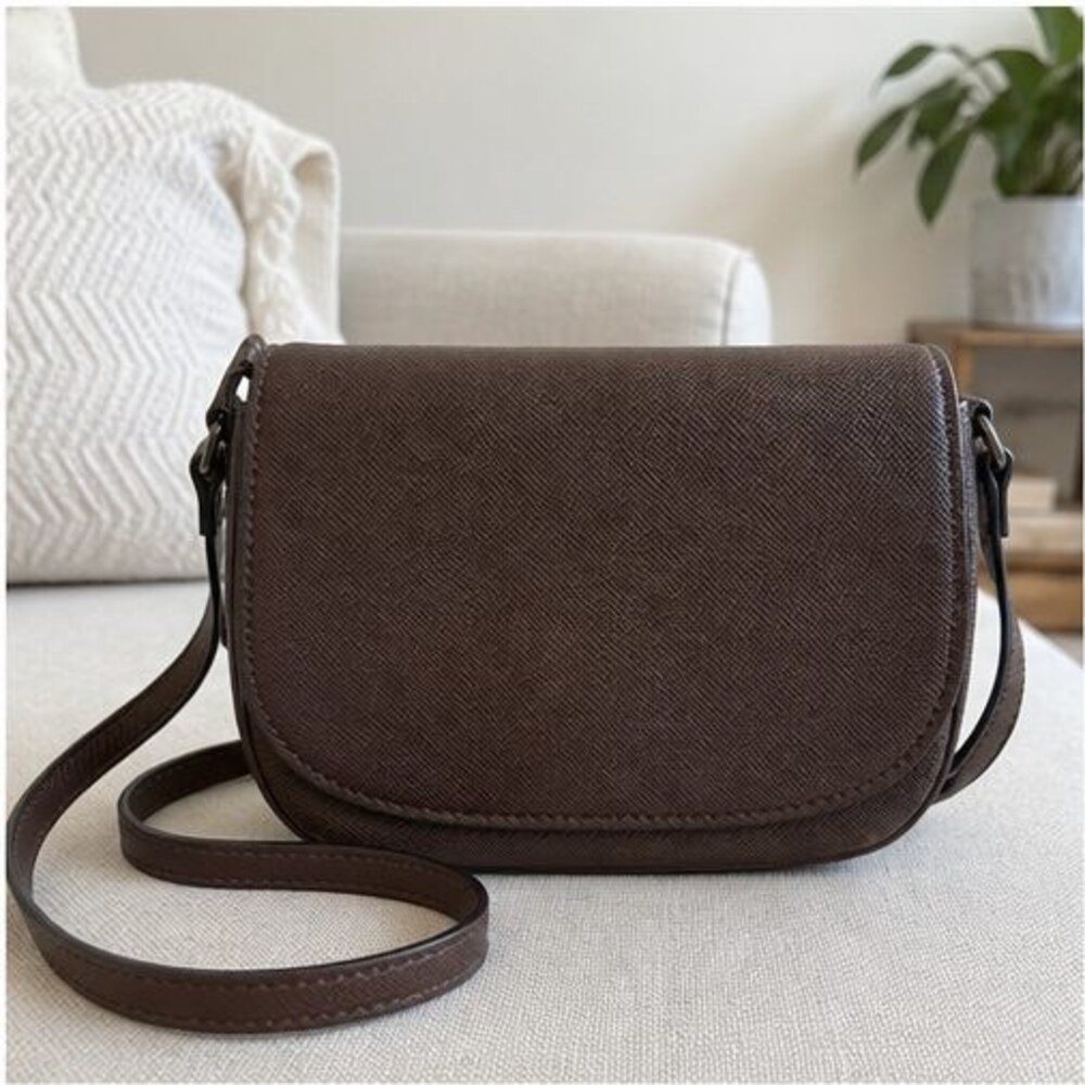 Brown Saffiano Crossbody Bag